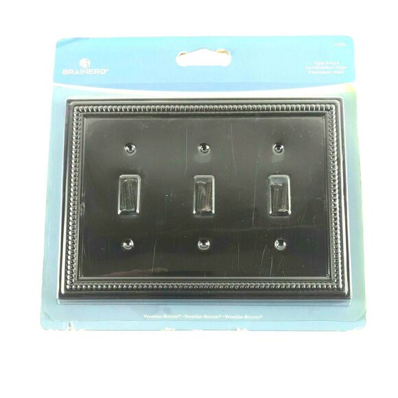 Brainerd Beaded Triple Toggle Switch Decorative Wall Plate-Venetian Bronze 64408 - Picture 2 of 10